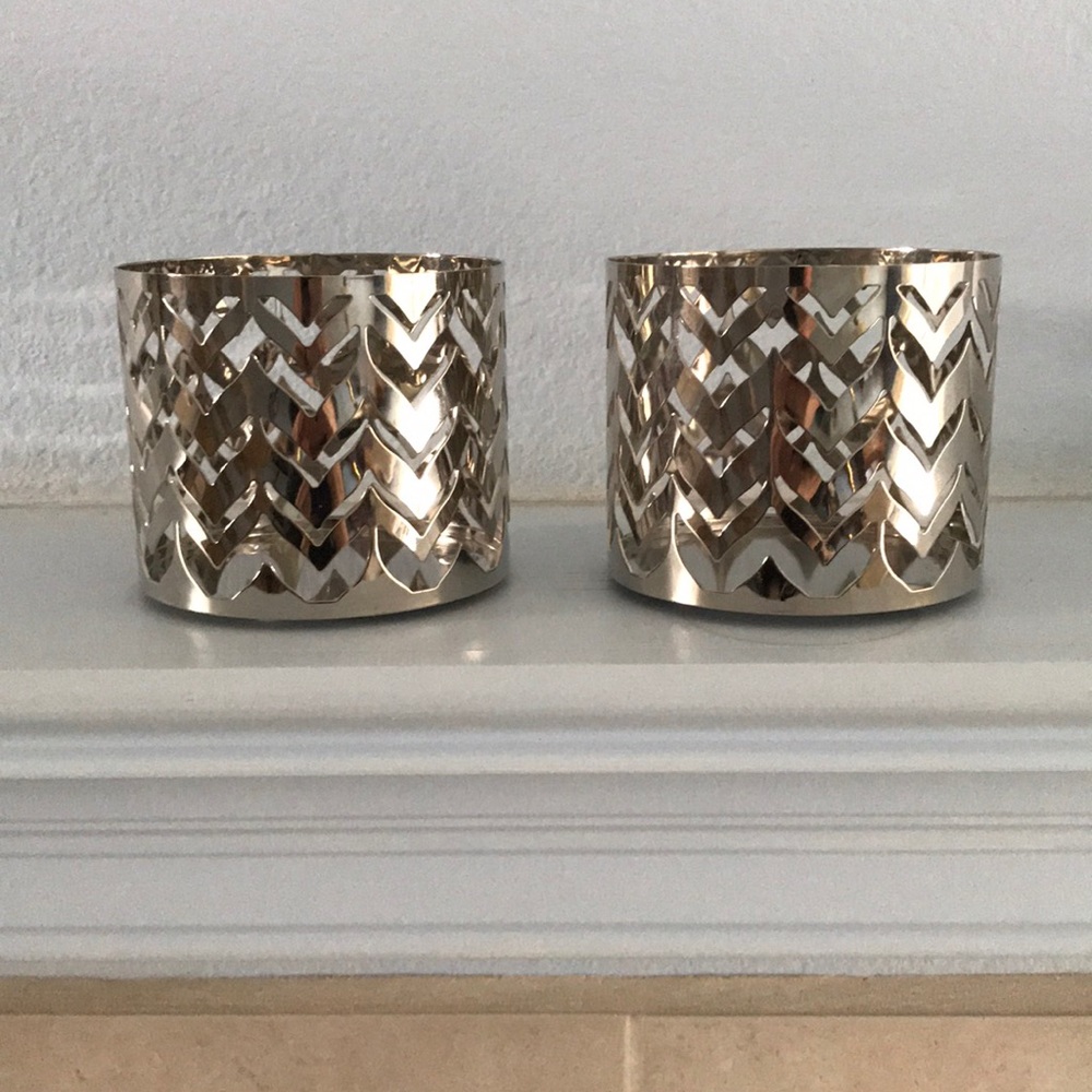 Bundle of 2 3 wick candle holders zig zag design